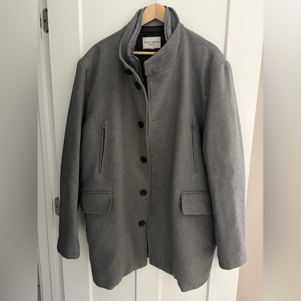Cole Haan Signature Stand Collar Bib Wool Blend Coat - size XXL